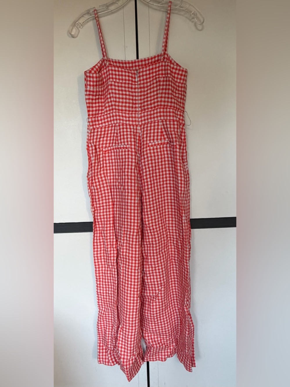 J. Crew Red and Baby Blue Gingham Romper Jumpsuit - Size 0 - Picture 3 of 7